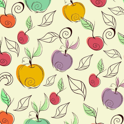 Avelena | Kinder Kunst Apfel Wandmural Lila-Gelb Obst Wandverkleidung für Den Kindergarten