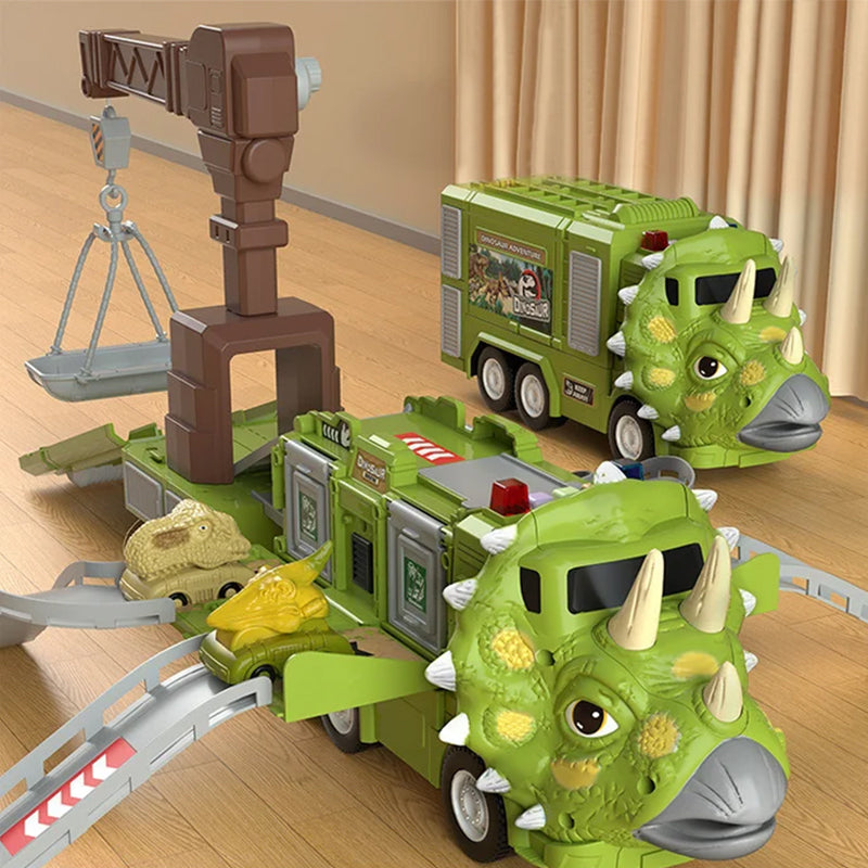 Avelena | Neues Dinosaurier Verwandlungs Technisches Lastwagen Schienen Spielzeug Set
