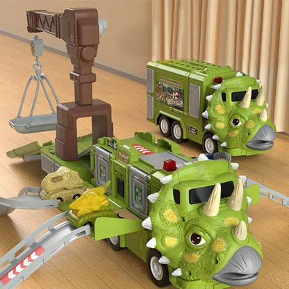 Avelena | Neues Dinosaurier Verwandlungs Technisches Lastwagen Schienen Spielzeug Set