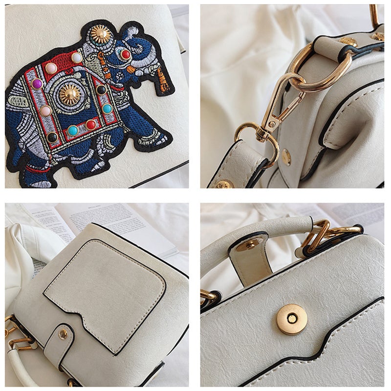 Avelena | Vintage Stickerei Elefant Tasche