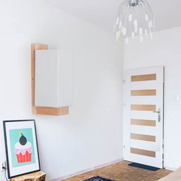 Avelena | Moderner minimalistischer Massivholz Quadrat Glas Säulen 1-Lampe Wand sconces Leuchte