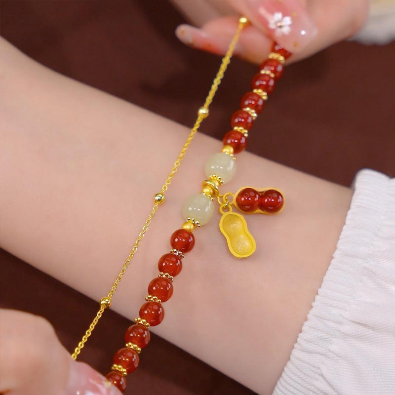 Avelena | Doppelkette Natur Jade Armband