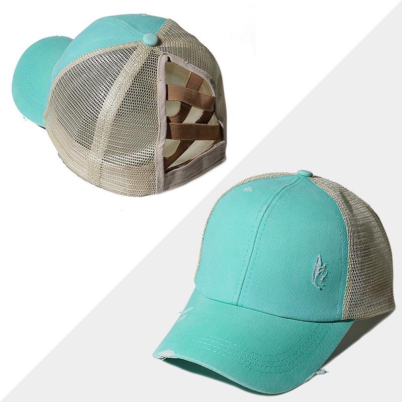 Avelena | Neue Mesh Cross Outout Pferdeschwanz Baseballcap