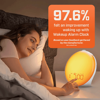 Avelena | Wake-Up Sun Lamp Clock | Gradual Sunrise Light & Customizable Sounds for Gentle Mornings