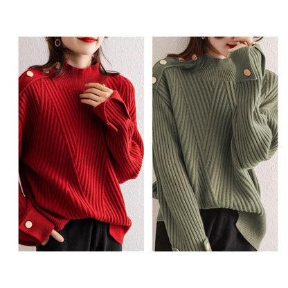 Avelena | Gemütlicher Rollkragenpullover mit Knopfakzenten