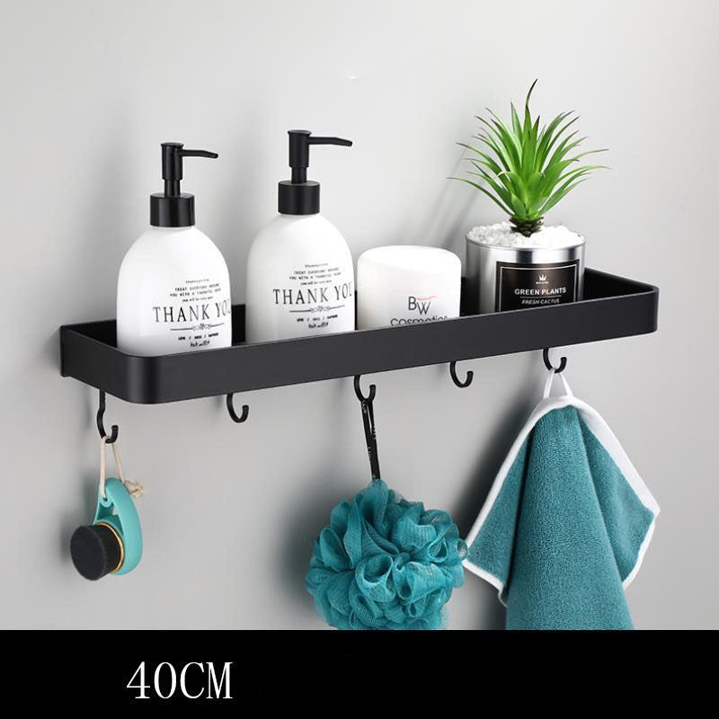 Avelena | Schwarzes Badregal-System aus Raum-Aluminium Zur Wandmontage