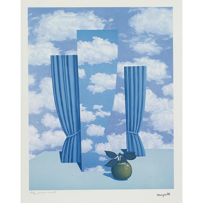Avelena | Rene Die Schöne Welt Wandmalerei In Blau-Weiß Surrealismus Wandverkleidung für Akzentwand