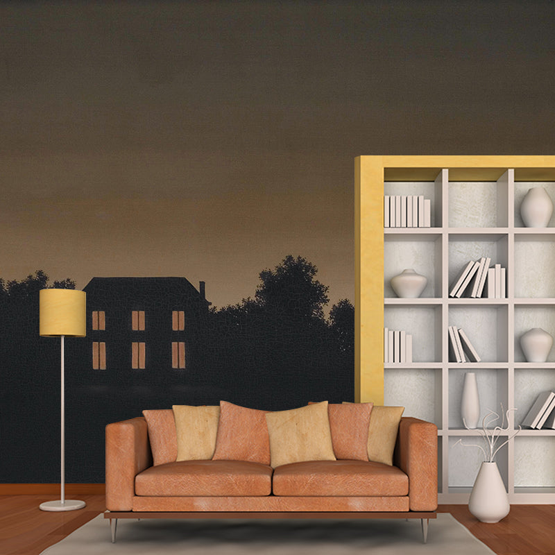 Avelena | Vollformat Surrealismus Tapeten-Murales In Schwarz-Braun Rene Magritte Das Ende Der Welt Wanddekoration, Benutzerdefinierter Druck