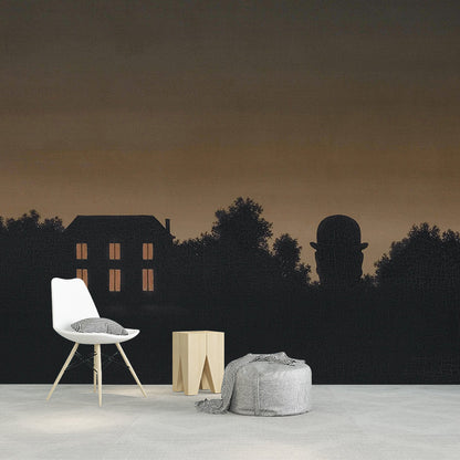 Avelena | Vollformat Surrealismus Tapeten-Murales In Schwarz-Braun Rene Magritte Das Ende Der Welt Wanddekoration, Benutzerdefinierter Druck