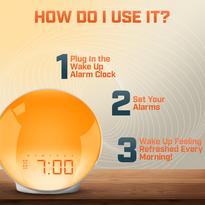 Avelena | Wake-Up Sun Lamp Clock | Gradual Sunrise Light & Customizable Sounds for Gentle Mornings