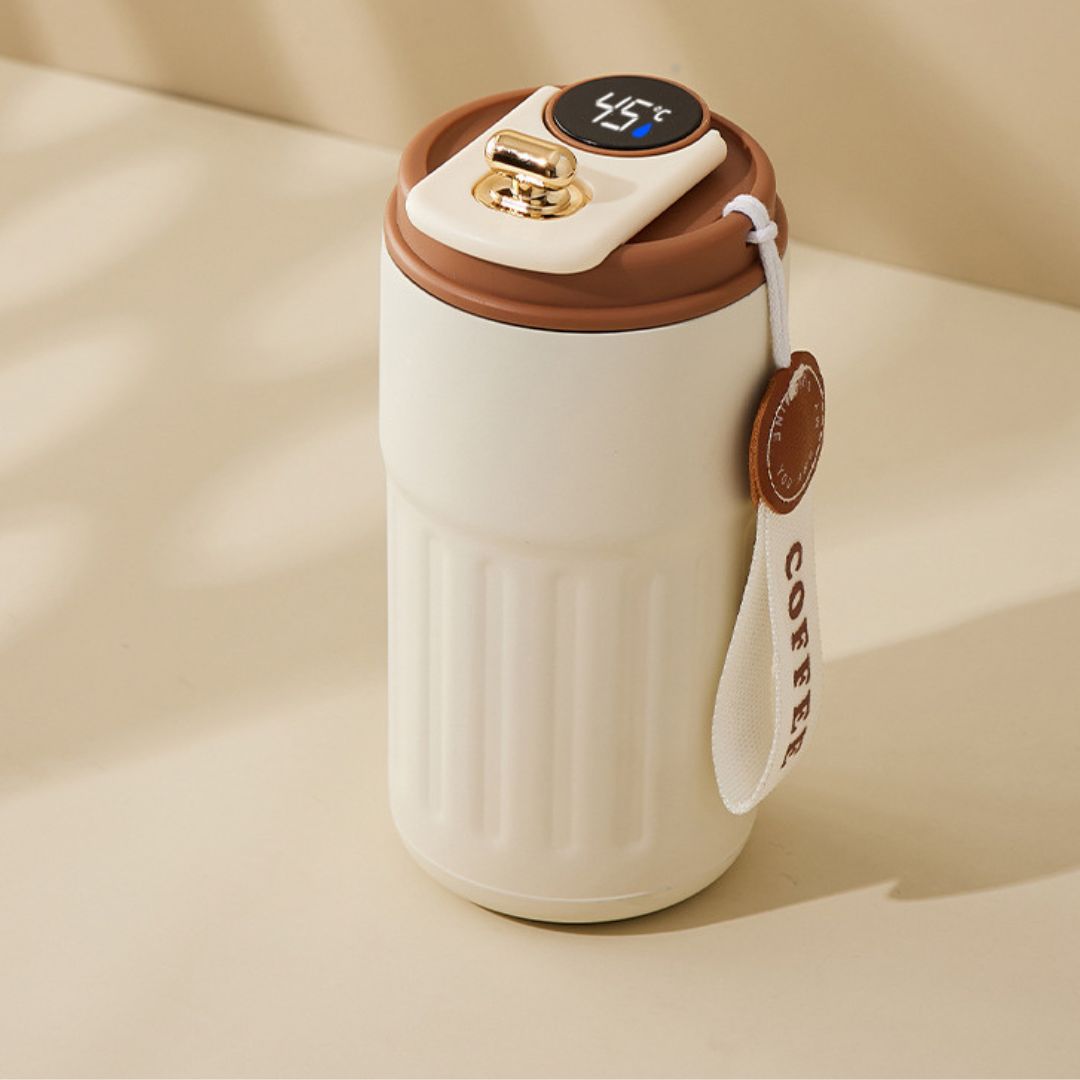 Avelena | Edelstahl  Kaffebecher mit LED Temperatur Anzeige 450 ML