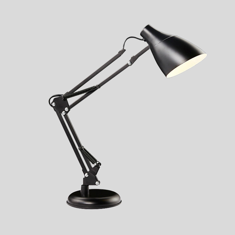 Avelena | Schwarz/Weiß Multi-Gelenk Schreibtischlampe mit Kegel-Schirm Modern Stil 1 Licht Metallische Aufgabenbeleuchtung für Das Studierzimmer