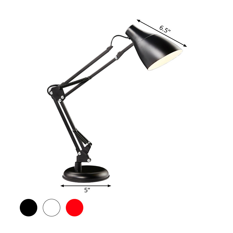 Avelena | Schwarz/Weiß Multi-Gelenk Schreibtischlampe mit Kegel-Schirm Modern Stil 1 Licht Metallische Aufgabenbeleuchtung für Das Studierzimmer