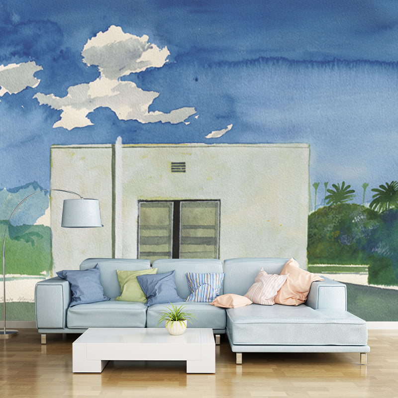 Avelena | Illustration Santa Monica Wandmural Tapete Vollformat Wanddekoration für Zuhause, Maßanfertigung
