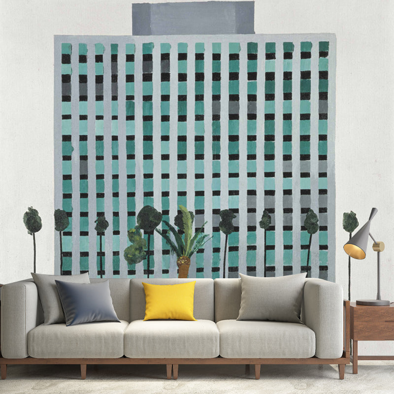 Avelena | Bürogebäude Wandverkleidung Wandgemälde Moderne Kunst Vlies Wanddekoration In Blau-Grün