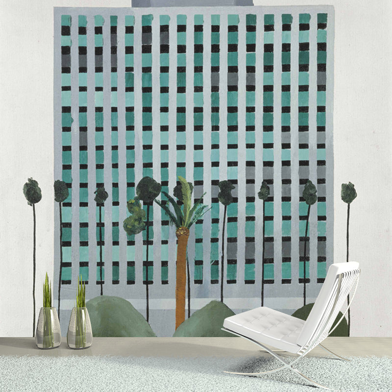 Avelena | Bürogebäude Wandverkleidung Wandgemälde Moderne Kunst Vlies Wanddekoration In Blau-Grün