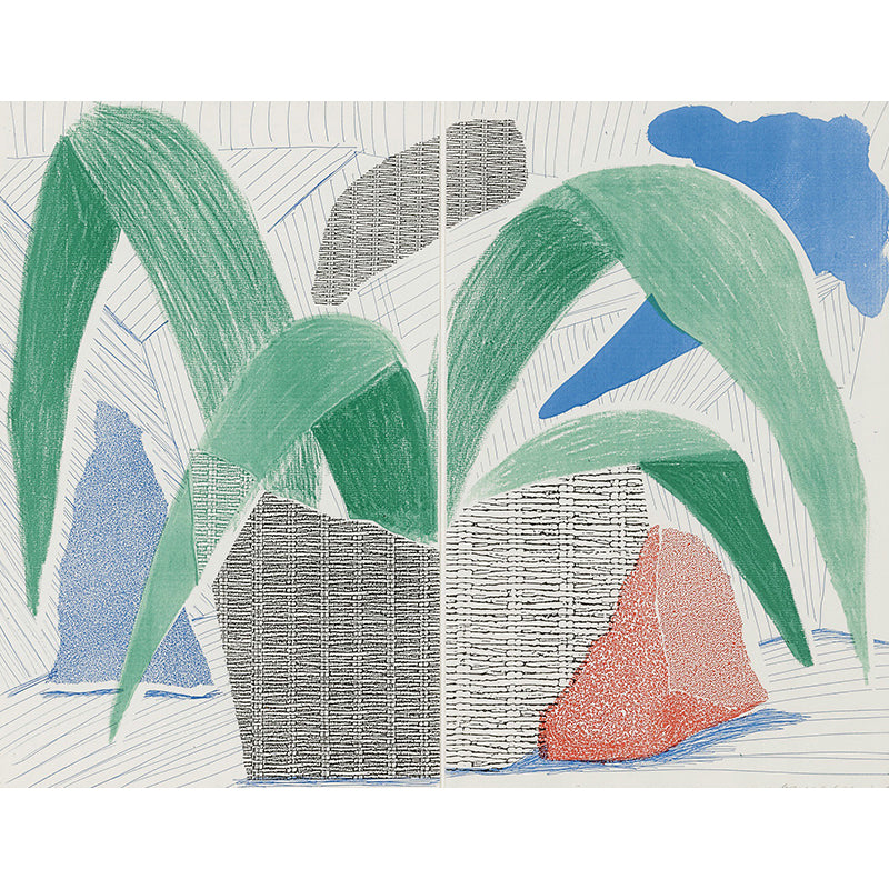 Avelena | Art Potted Plant Wandmural Dekor In Blau-Grün Wohnzimmer Wandverkleidung, Personalisierte Größe