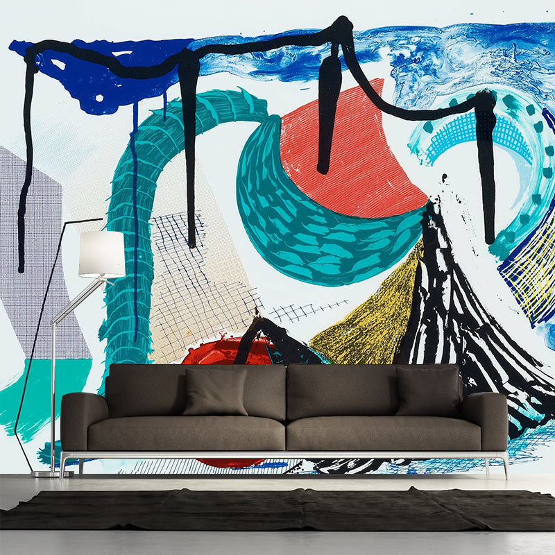 Avelena | Catherines Walk Tapete Rot-Blau-Grün Zeitgenössische Wandkunst für Schlafzimmer
