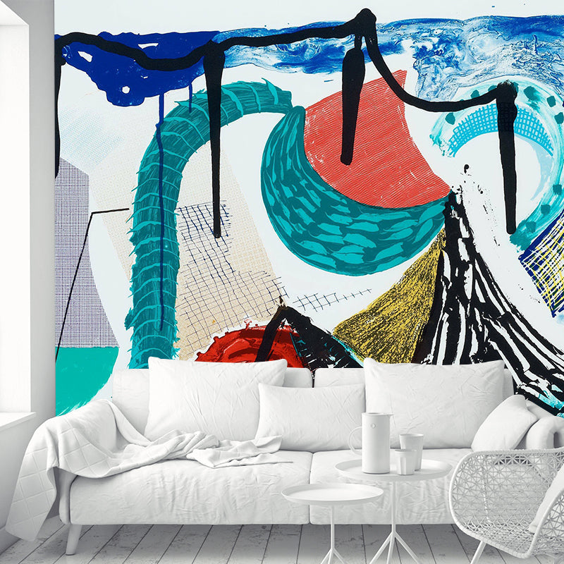 Avelena | Catherines Walk Tapete Rot-Blau-Grün Zeitgenössische Wandkunst für Schlafzimmer