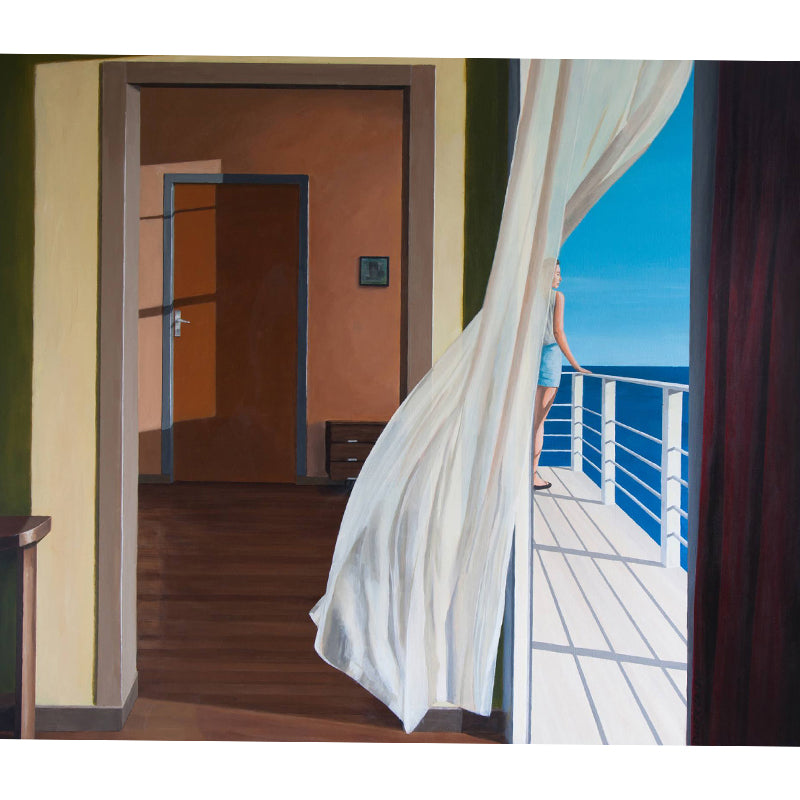 Avelena | Artistry Sea Balkon Wandmalereien Blau-Braun Wasserdicht Wanddekoration für Schlafzimmer