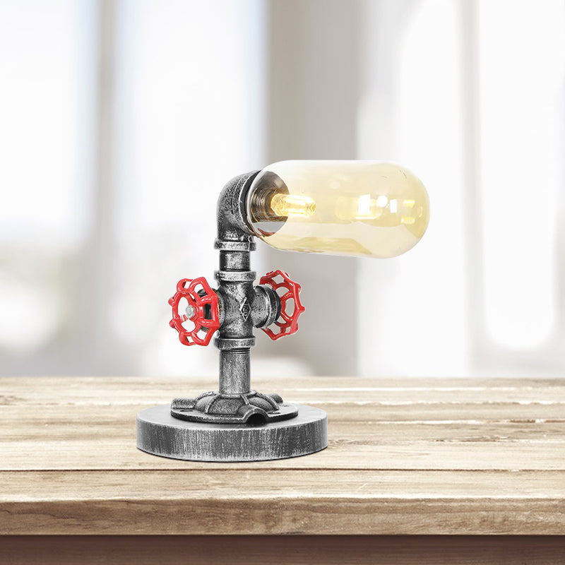Avelena | 1/4/5-Lampen Kapselschirme Tischbeleuchtung Industriell Klar/Bernstein Glas Nachtlampe für Schlafzimmer