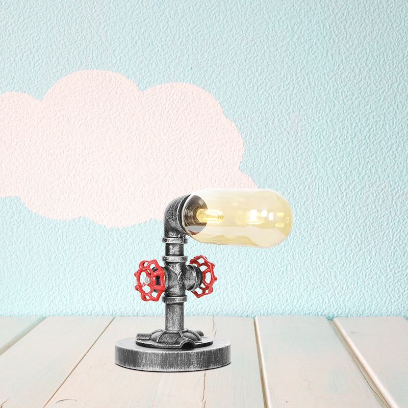 Avelena | 1/4/5-Lampen Kapselschirme Tischbeleuchtung Industriell Klar/Bernstein Glas Nachtlampe für Schlafzimmer