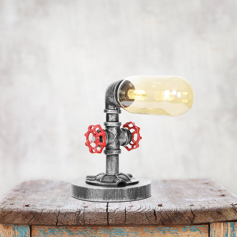 Avelena | 1/4/5-Lampen Kapselschirme Tischbeleuchtung Industriell Klar/Bernstein Glas Nachtlampe für Schlafzimmer