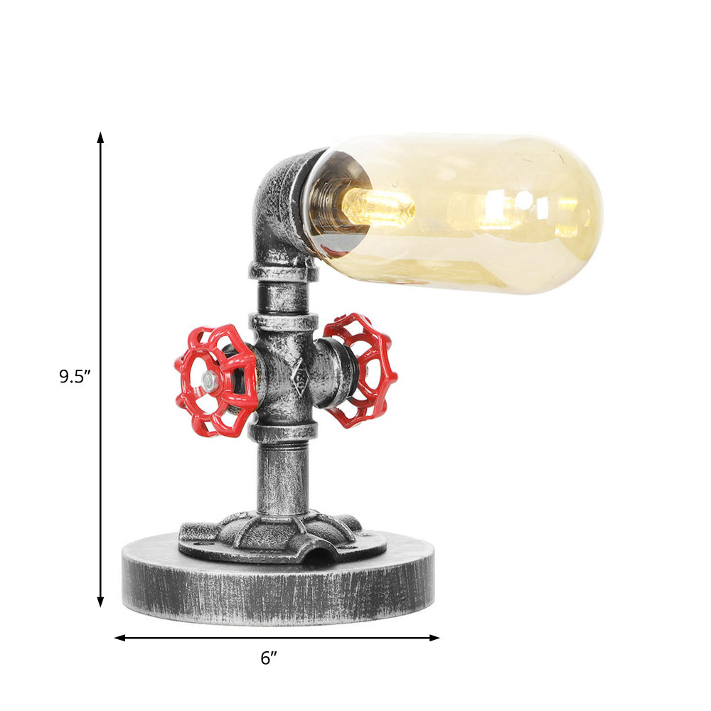Avelena | 1/4/5-Lampen Kapselschirme Tischbeleuchtung Industriell Klar/Bernstein Glas Nachtlampe für Schlafzimmer