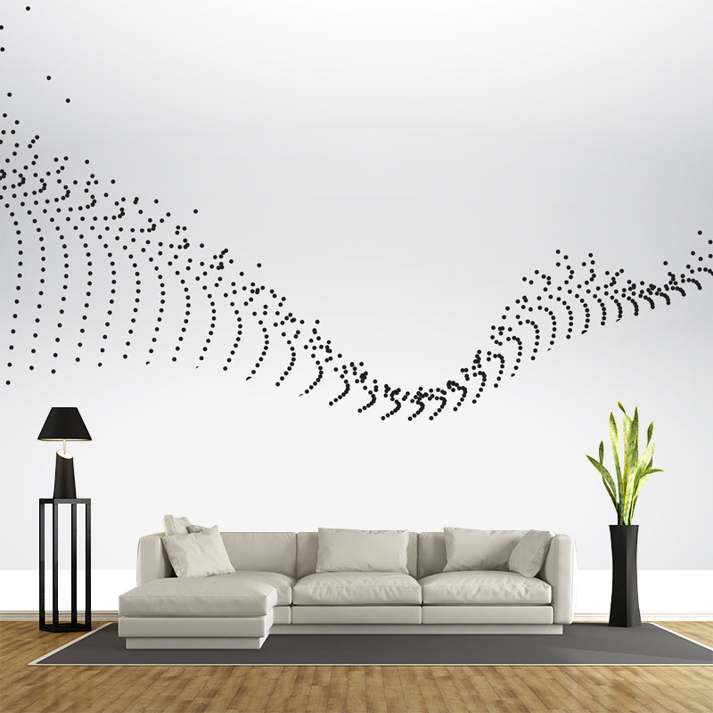 Avelena | Minimalistisches Gepunktetes Rückgratmuster Wandbild für Das Schlafzimmer Individuelle Wandkunst In Schwarz-Weiß