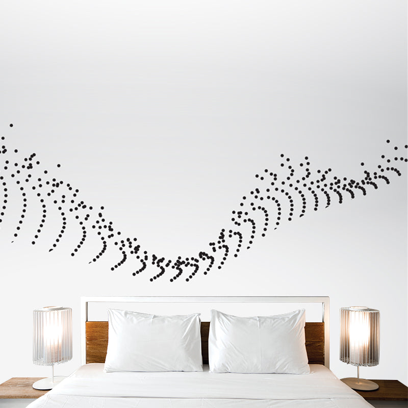 Avelena | Minimalistisches Gepunktetes Rückgratmuster Wandbild für Das Schlafzimmer Individuelle Wandkunst In Schwarz-Weiß