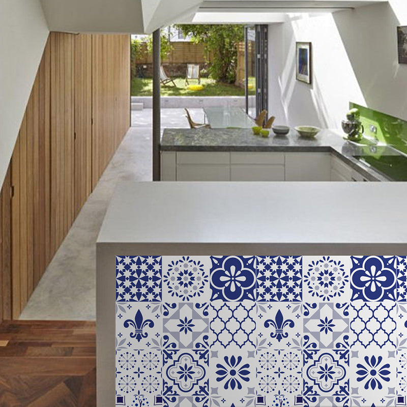 Avelena | Bohemia Fliesen Tapeten Panel Set Blau Abziehen und Kleben Wandverkleidung für Das Wohnzimmer