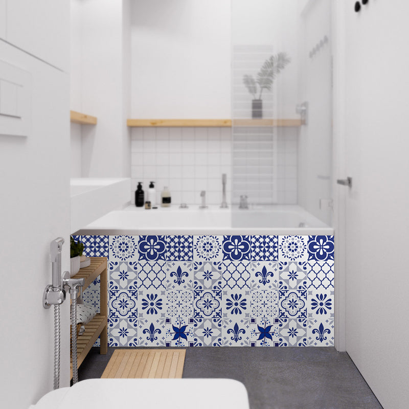 Avelena | Bohemia Fliesen Tapeten Panel Set Blau Abziehen und Kleben Wandverkleidung für Das Wohnzimmer