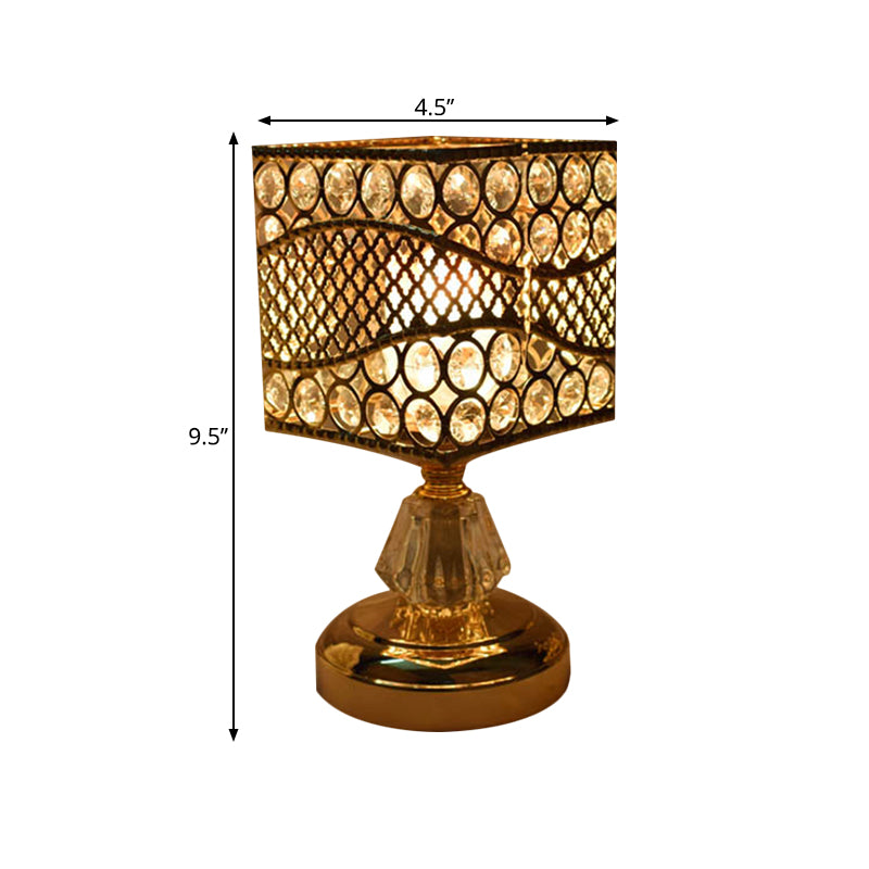 Avelena | Zylinder/Rund/Quadratisch Nachttisch Licht Modernismus Kristallbesetzt Einfach Glühbirne Gold Nachttisch Lampe
