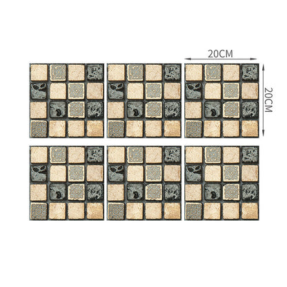 Avelena | Grau-Grün Moderne Sticktapete Paneel 8' L X 8" B Checker Wandkunst für Badezimmer