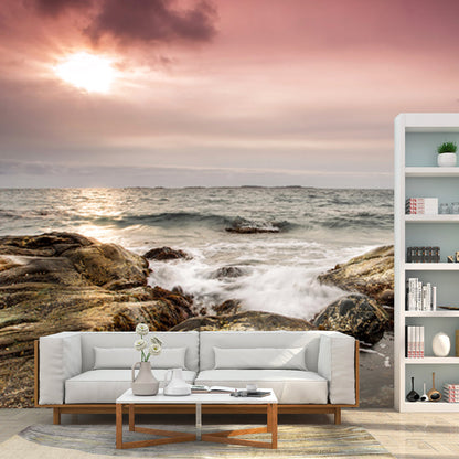 Avelena | Vast Sea And Rock Wandbild für Das Wohnzimmer Meereslandschaften Wandverkleidung, Anpassbare Größe Verfügbar