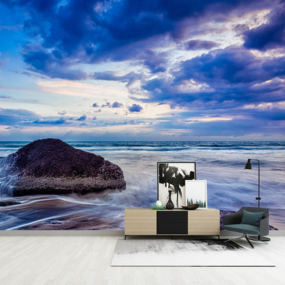 Avelena | Tropix Rock And Tide Mural Blau Innenwandverkleidung, Personalisierte Größe Verfügbar
