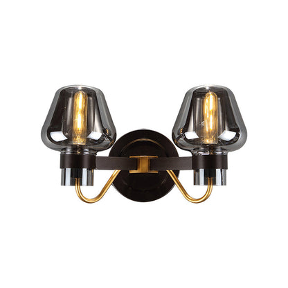 Avelena | 2-Lampe Wandbeleuchtung mit Pilzschirm Rauchglas Moderne Schlafzimmer Wandleuchte Beleuchtungseinrichtung