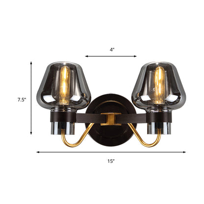 Avelena | 2-Lampe Wandbeleuchtung mit Pilzschirm Rauchglas Moderne Schlafzimmer Wandleuchte Beleuchtungseinrichtung