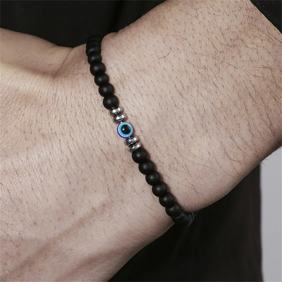 Avelena | Gemachte 4Mm Natürliche Steinarmband mit Bösem Blick Thor Edition für Männer