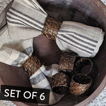 Avelena | Rattan Serviettenringe, Set mit 6