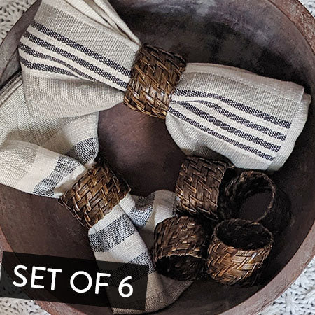 Avelena | Rattan Serviettenringe, Set mit 6