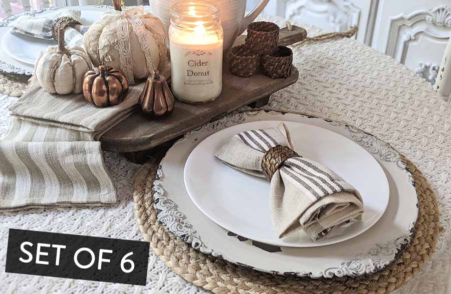 Avelena | Rattan Serviettenringe, Set mit 6