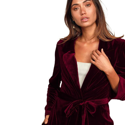 Avelena | Luxus Extra Lange Samtjacke mit Tasche