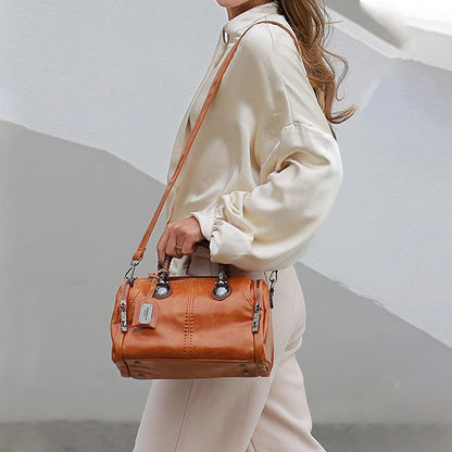 Avelena | Neue Handtaschen aus Öl-Wachs-Leder Boston, Große Tragetasche aus Weichem Leder