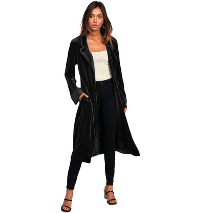 Avelena | Luxus Extra Lange Samtjacke mit Tasche
