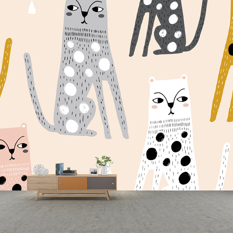 Avelena | Kinder Kunst Kätzchen Wandtattoo für Das Kinderzimmer Personalisierte Wanddekoration In Hellorange