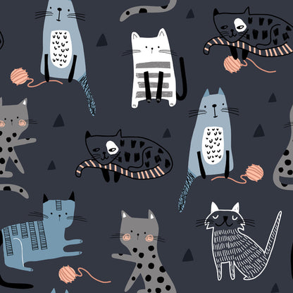 Avelena | Katze Wandtapete Mural Dunkelgrau Kinderkunst Wandverkleidung für Das Kinderzimmer, Vlies