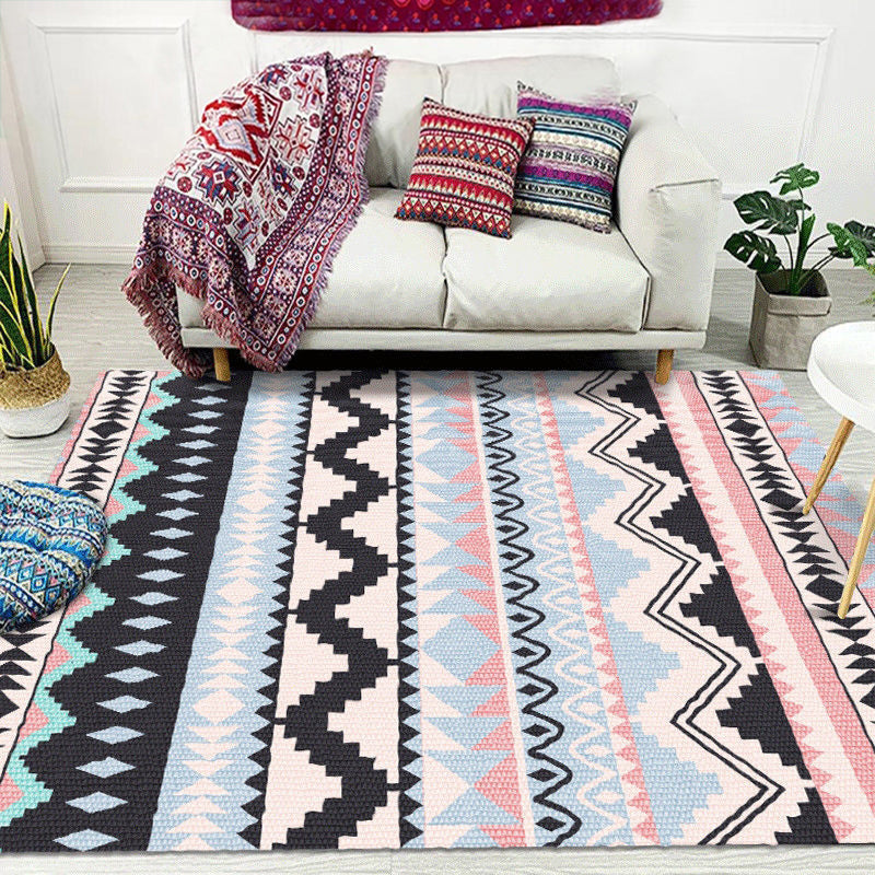 Avelena | Gestreifter Chevron Geometrischer Bereichsteppich Indische Americana Innen Teppich Synthetisch Fleckenresistent Rutschfest Kaminteppich