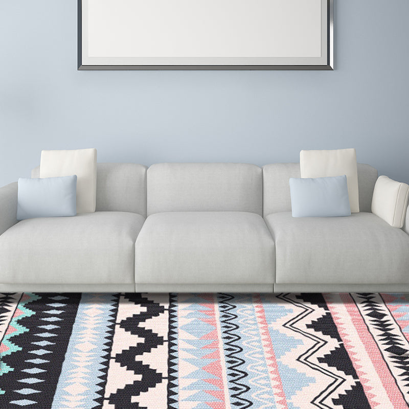 Avelena | Gestreifter Chevron Geometrischer Bereichsteppich Indische Americana Innen Teppich Synthetisch Fleckenresistent Rutschfest Kaminteppich