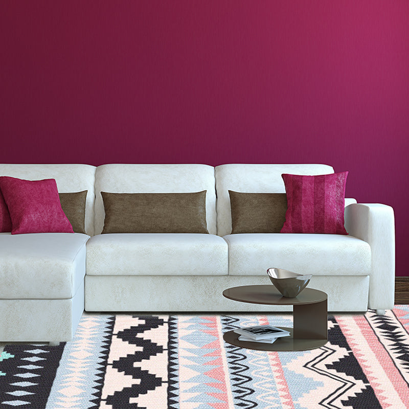 Avelena | Gestreifter Chevron Geometrischer Bereichsteppich Indische Americana Innen Teppich Synthetisch Fleckenresistent Rutschfest Kaminteppich